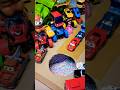 pushing by little bus. Red & Gray lightning Mc queen in pit #youtubeshorts #cars