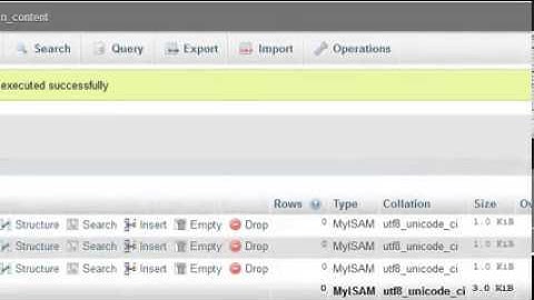 How to drop tables from a database in phpMyAdmin