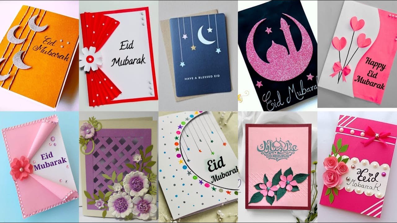 Eid Mubarak greeting cards designs | Easy home made Eid cards | Unique ideas for eid.