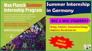 International Summer Internship in Germany BSc Internship MSc international Research Internship