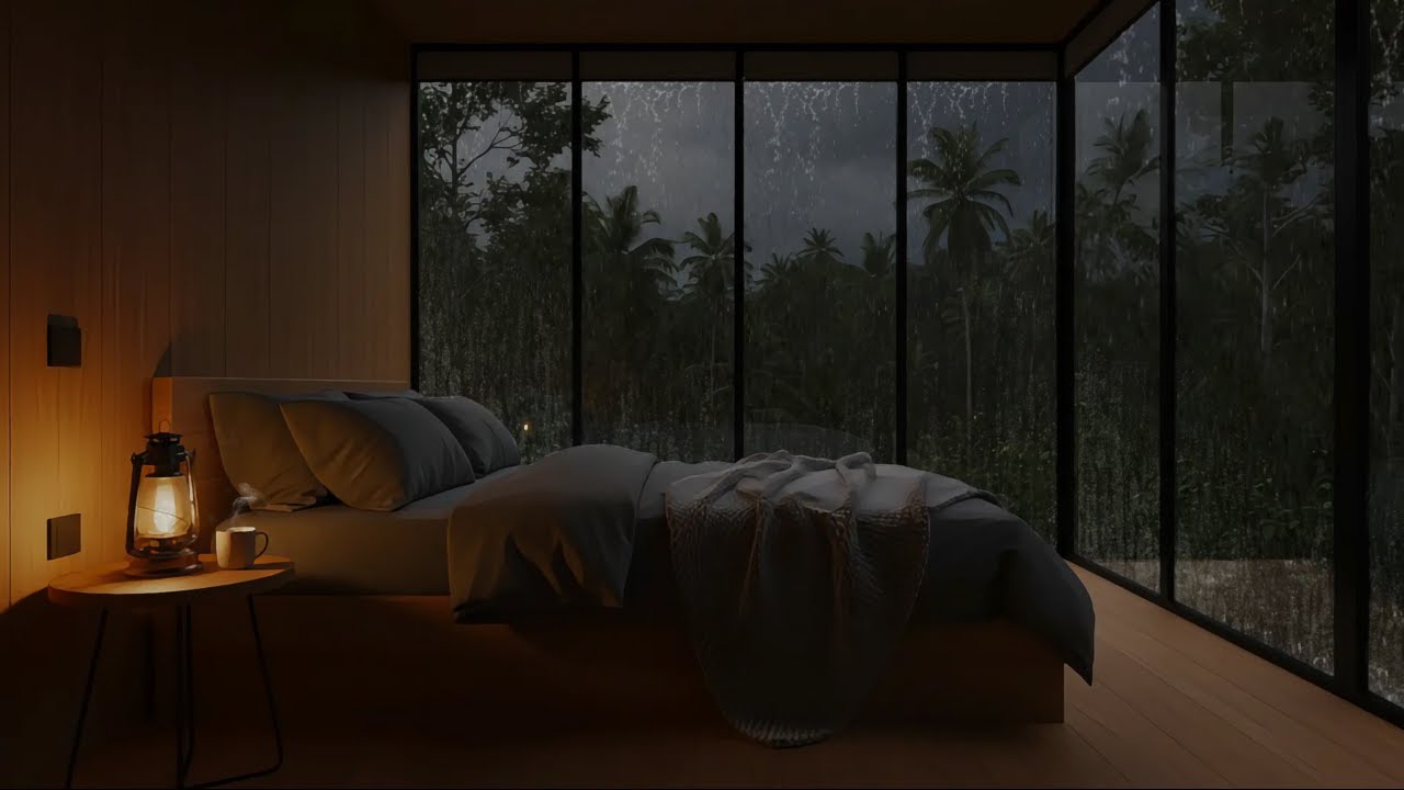 LIVE 🔴 Rain & Soft Piano in a Cozy Bedroom 🌧️ Fall Asleep in Minutes | Deep Sleep Music