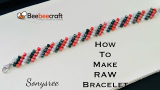 Right angle weave Bracelet || Diagonal line pattern Beaded Bracelet