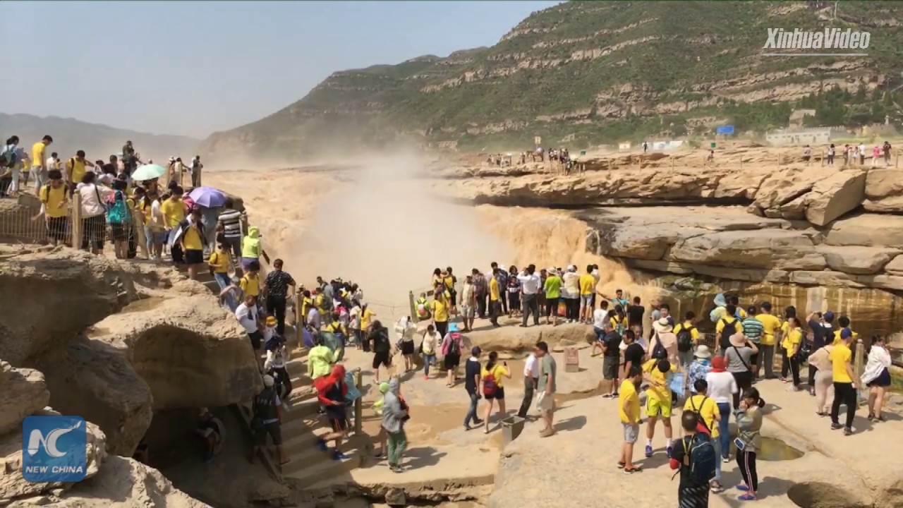 Stunning aerial view of Hukou waterfall in NW China