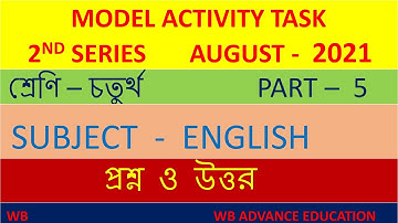 CLASS - 4 ENGLISH MODEL ACTIVITY TASK PART - 5 2ND SERIES AUGUST 2021