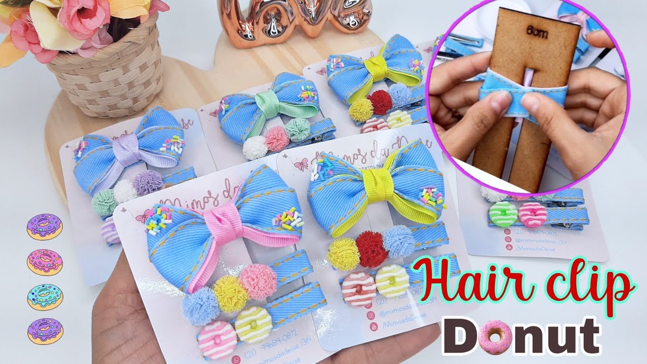 Hair clip donut - Lacinhos lucrativos - Para iniciantes 🎀 Diy ribbon bow hair