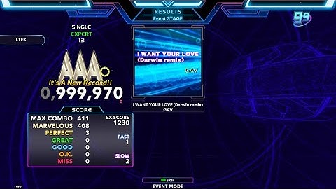 [SM5/DDR] I WANT YOUR LOVE (Darwin remix) Expert 13 999,970 PFC