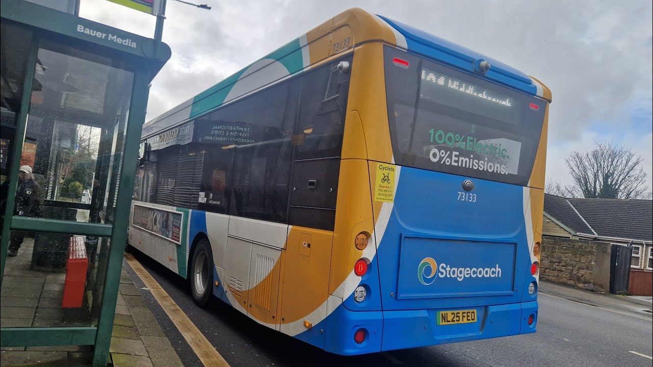 Stagecoach Stockton Yutong E12 ⚡73133 NL25FEO on the 101 to Middlesbrough bus station 