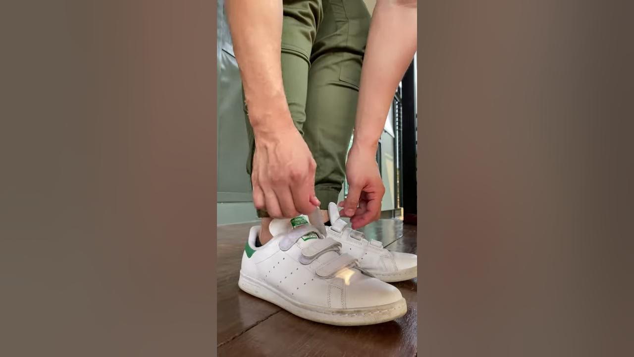 Adidas Stan Smith Velcro on feet - YouTube