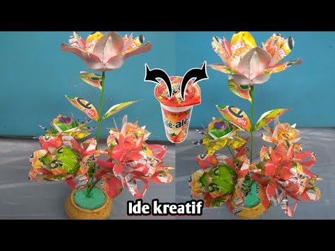 cara-membuat-bunga-hiasan-|-gelas-plastik-bekas