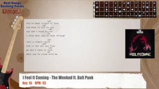 Video thumbnail of "🎻 I Feel It Coming - The Weeknd ft. Daft Punk Bass Backing Track with chords and lyrics"