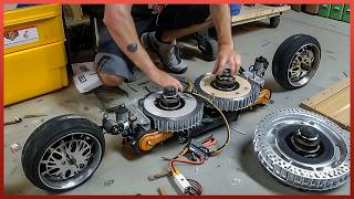Человек строит мощный электрический скутер на толстых шинах | DIY Project by @hennybutabi