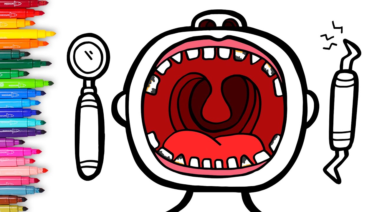 Dibuja y Colorea una Boca con Caries 🦷👄 ¡Hora de ir al Dentista!