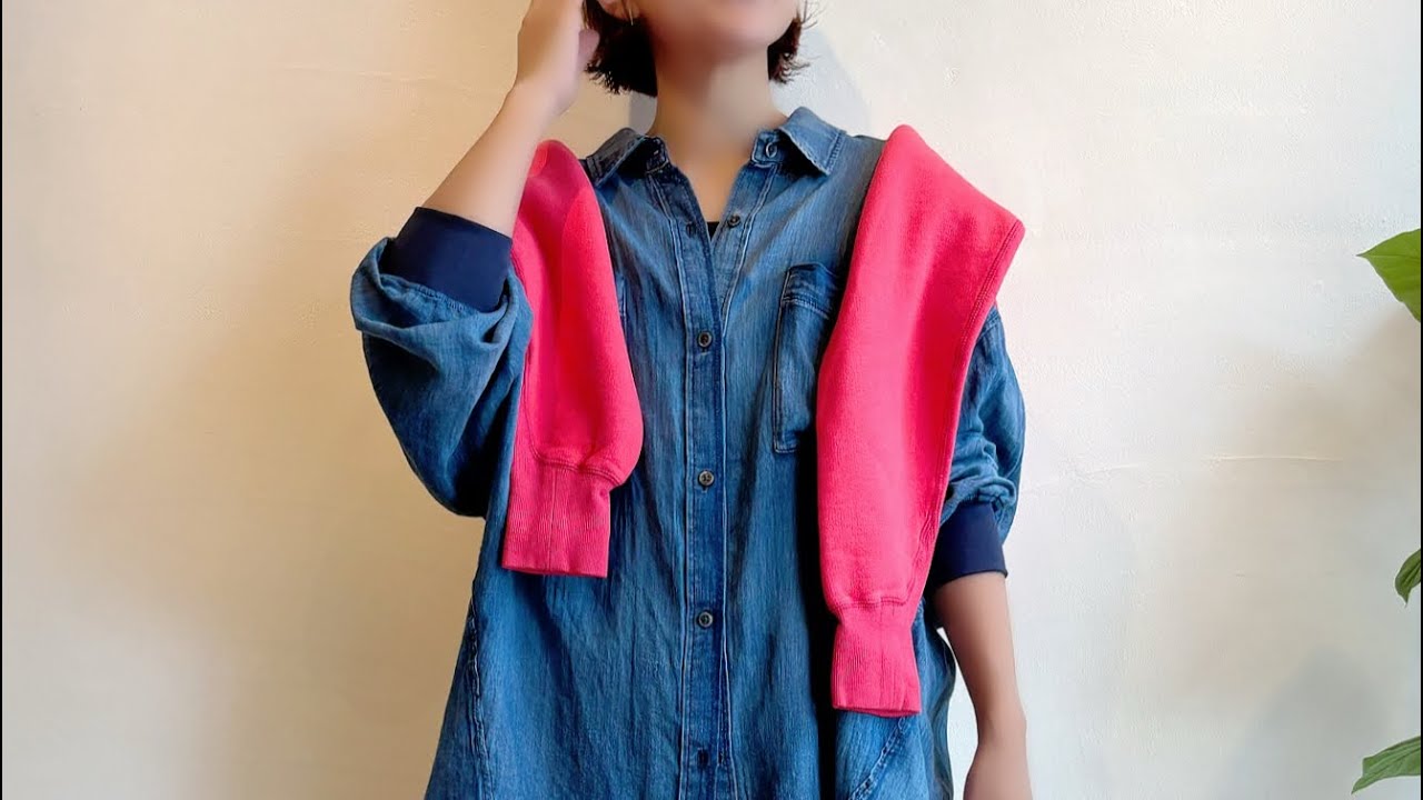Dignite collier / 袖リブシアーデニムシャツ | anouk