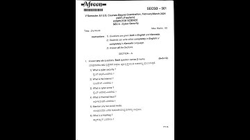 Cyber security  5th Sem NEP  question paper of BCA 2024 #BNU #Exam #questionpaper #NEP