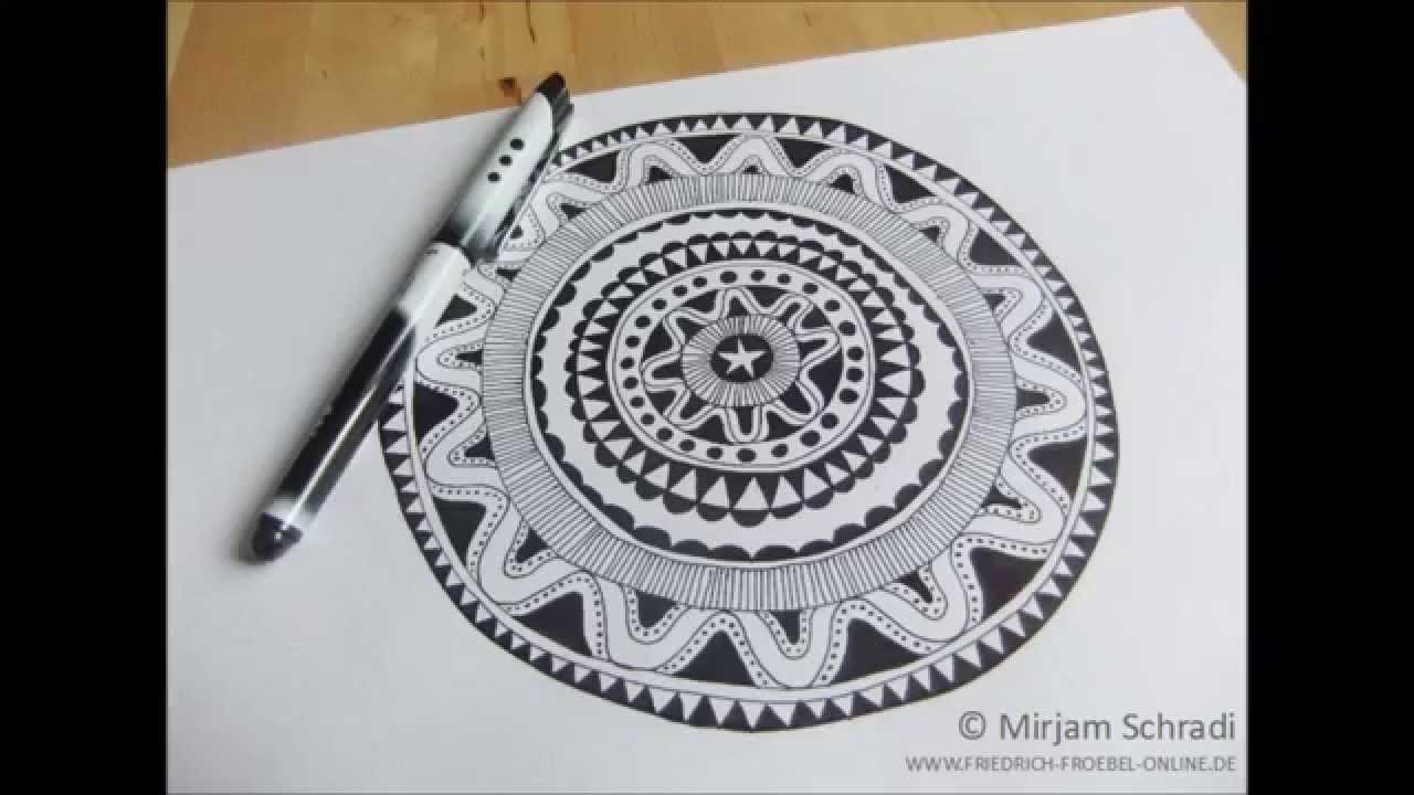 Mandala Malen Anleitung Fur Ein Schwarzweiss Mandala Frobel