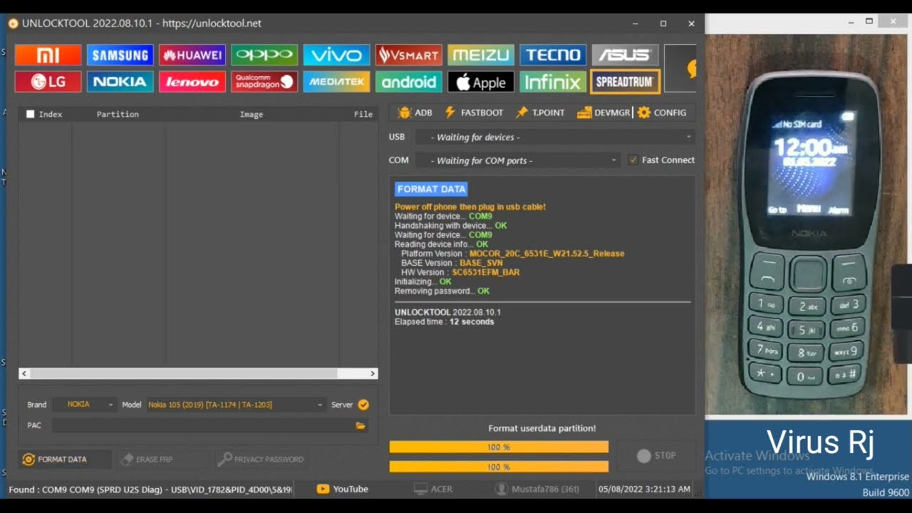 Nokia 105 TA-1423 Unlock By Unlocktool Virus Rj