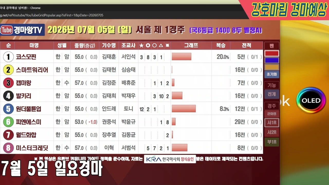 2026 년 7 월 5 일 일요경마예상