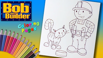 Bob the Builder Coloring book pages For Kids  Bob and cat Colouring