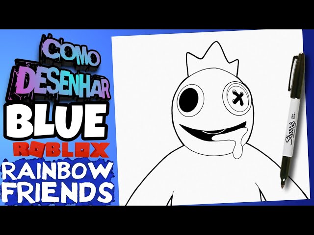 COMO DESENHAR o BLUE do ROBLOX RAINBOW FRIENDS vs HUGGY WUGGY do