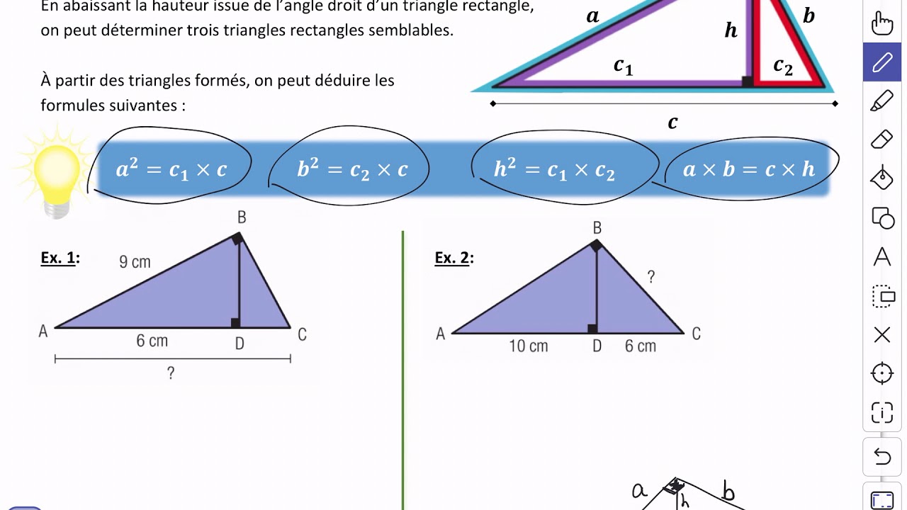 V3.5 Relations métriques dans le triangle rectangle - YouTube