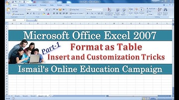 Format as Table in Ms Excel 2007 Part-01  VID# 17