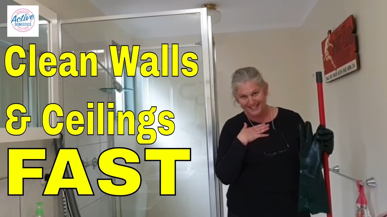 Fastest Way to Clean Walls & Ceiling #cleanwithme #watchmeclean #cleaning  (Wear Eye protection.)