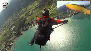 Wing-over en parapente - vue arrière et vue pilote