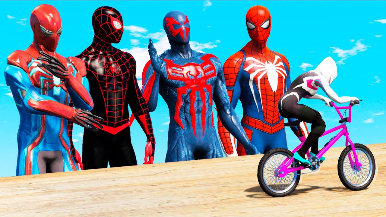 Spiderman vs Spider-Woman vs Spiderman 2009 vs Miles Morales | Team Spiderman Parkour Challenge