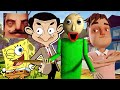 Hello neighbor  new neighbor spongebob mr bean aaron baldi history gameplay walkthrough