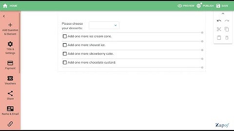 Previewing form conditional logic (Dessert Order Form) - Working with Zapof conditional logic