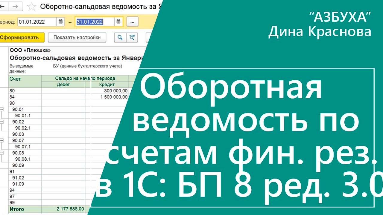 Оборотная ведомость по счетам финансовых результатов в 1С Бухгалтерия 8 ...