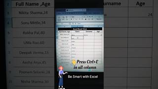 Separate Name Surname Age in excel.🤯😯💥#youtube #shorts #shortvideo #youtubeshorts