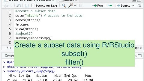 Create a subset data using R; subset() in R; filter function from dplyr