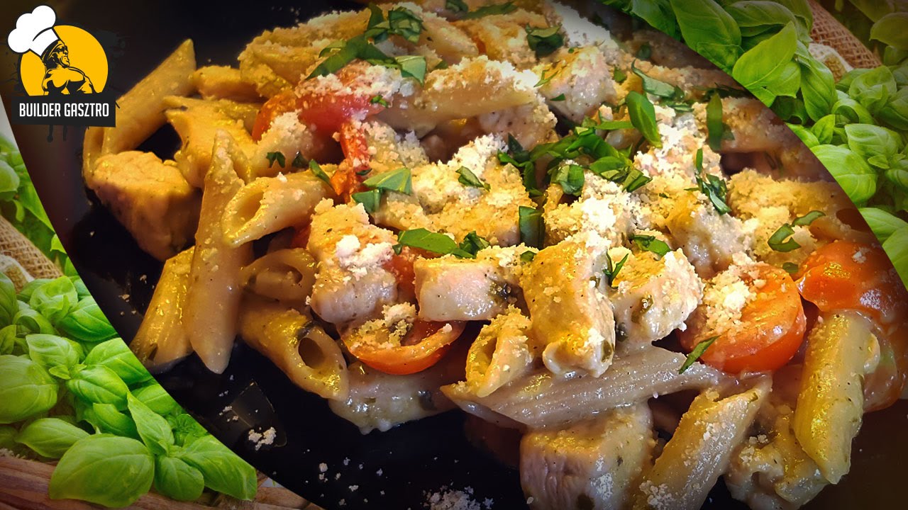 Fokhagymás-pestós csirkemell tésztával