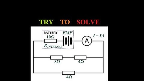 35) Study the opposite circuit and calculate the e.m.f. of the battery