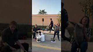 Buckets and a trash can on the streets of Riyad...@thedrummergordo meets @hanginbalance