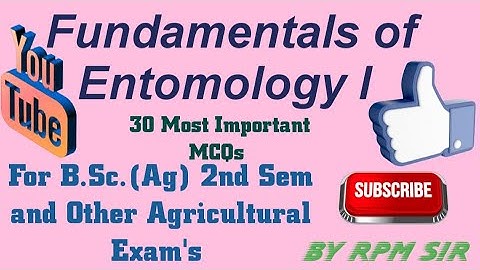 Fundamentals of Entomology I || Objective type || Most Important Video For B.Sc.(Ag) 2nd Semester