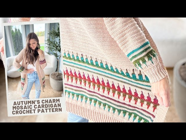 Autumn's Charm Mosaic Cardigan Crochet Pattern - Top-Down