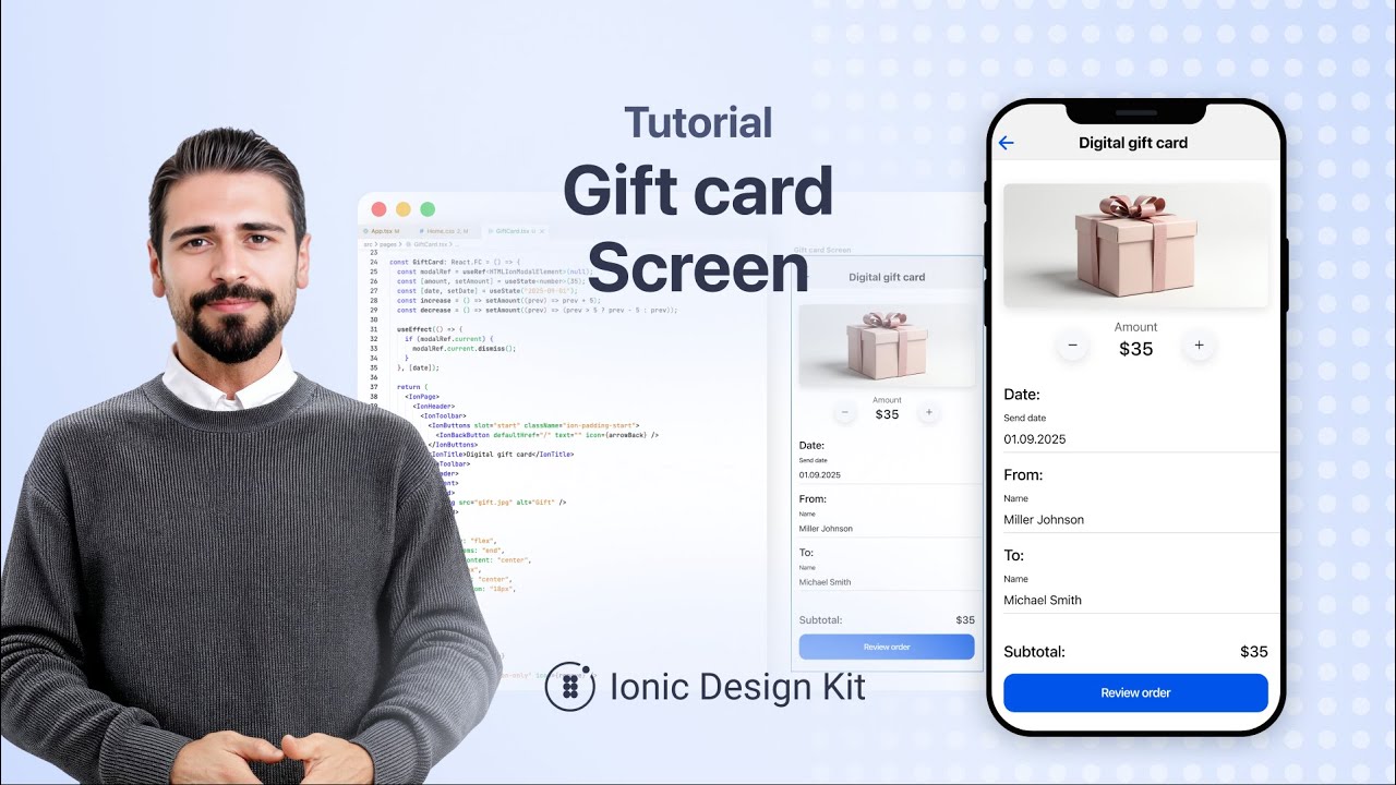 How to Create a Gift Card Screen | Ionic Design Kit - YouTube