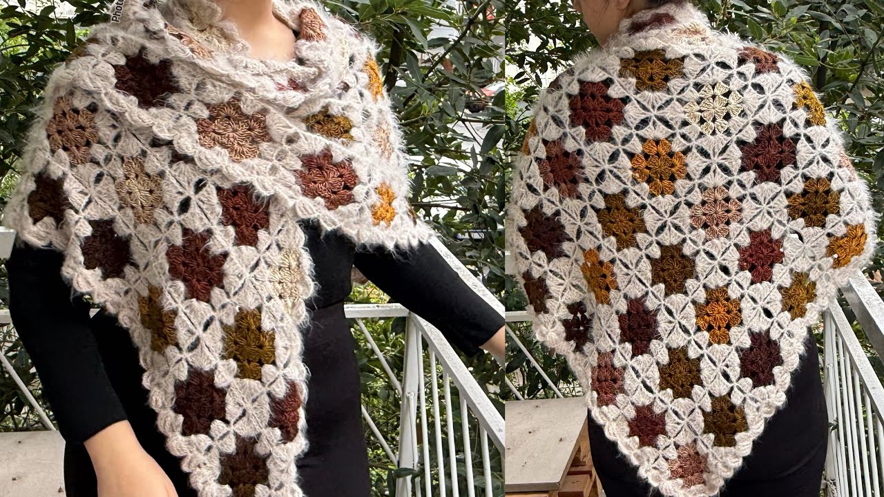 Очень легко сделать! Вязаная крючком шаль с мотивом #вязаниекрючком #сделайсам #шаль #мотив