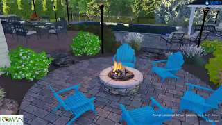 Rectangular Pool,  Pool Pavilion, and Fire Pit