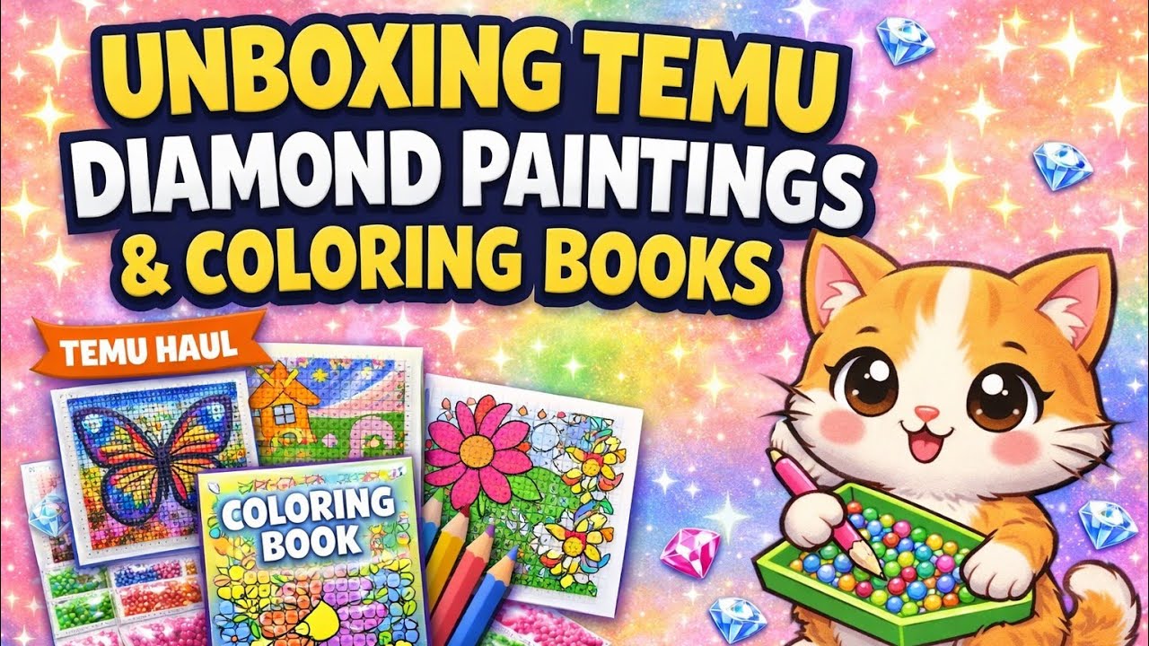 Temu Diamond Painting & Coloring Book Unboxing 💎📚 | So Cute! - YouTube