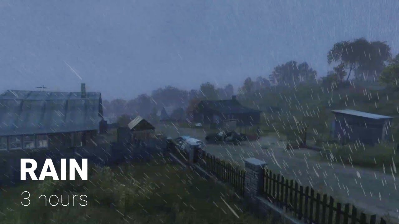 DayZ - Heavy Rain Sounds 3 Hours | Sleep, Study, Relax - Dark Screen