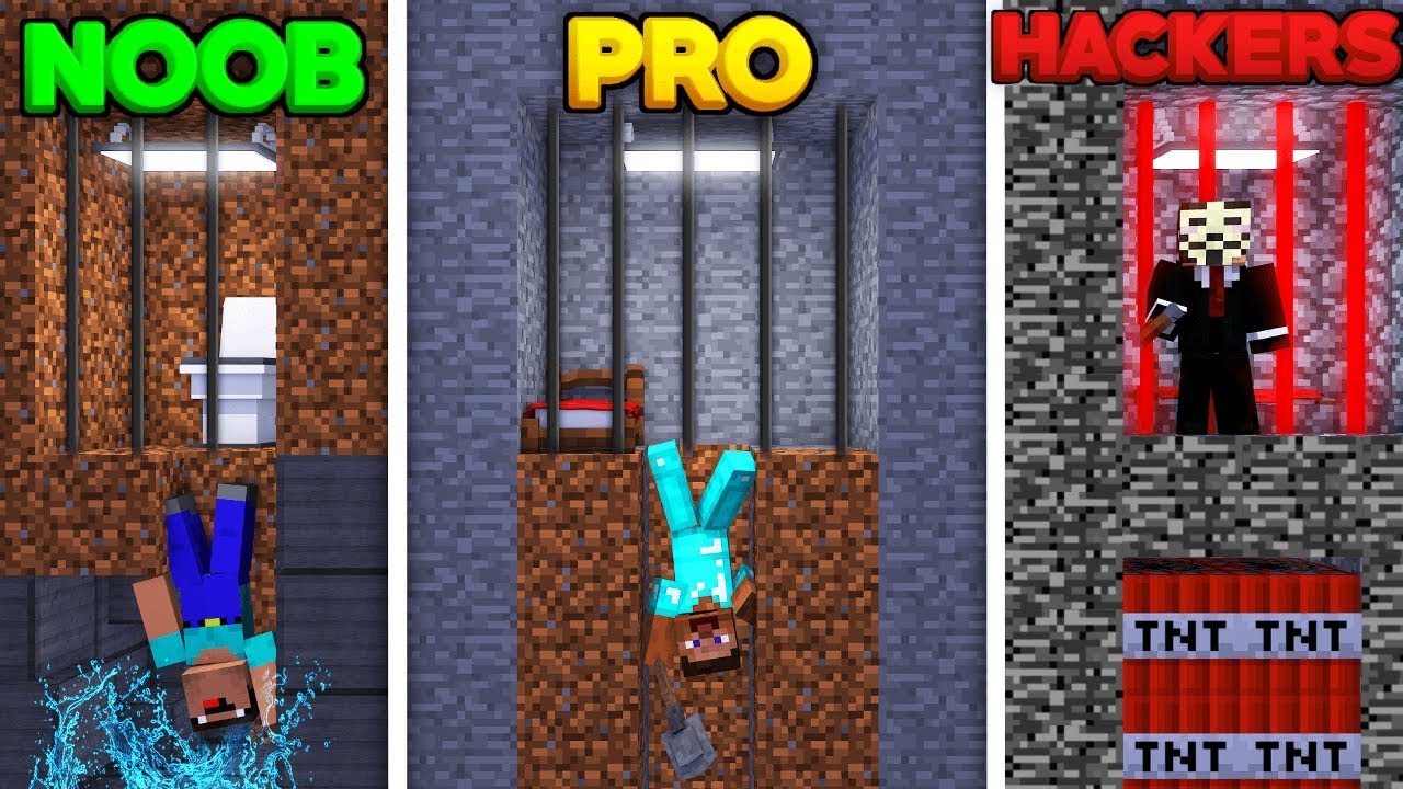 Minecraft - SECRET JAIL BREAK! (NOOB vs. PRO vs. HACKER 