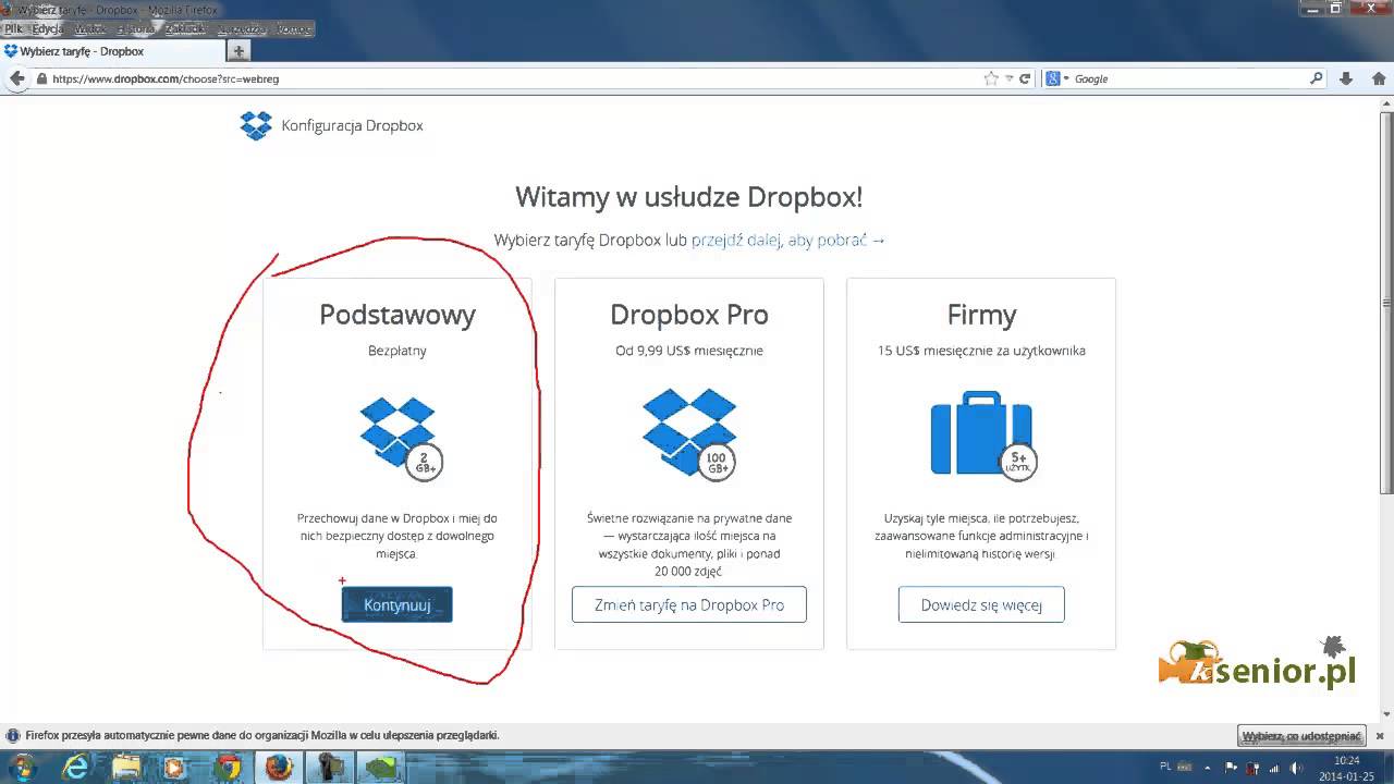 Dropbox - dane w chmurze, zakładanie konta