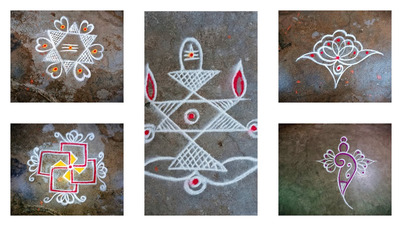 5 in 1 Rangolis Part 1 - YouTube