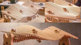 It took 5 days to make the wave machine , let's wave together!Automata Wooden Toy丨XiangMu Studio