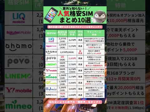 人気格安SIM10選 #shorts 格安SIM