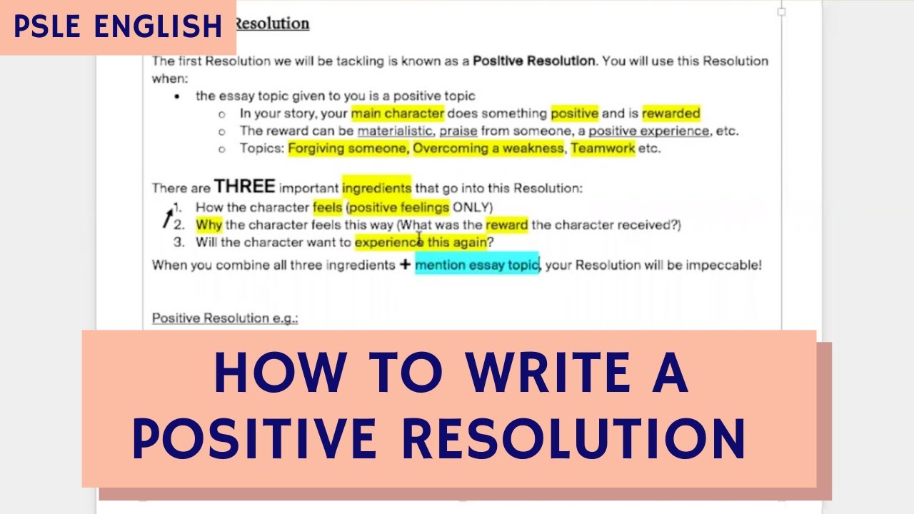 How to Write a Positive Resolution Paragraph (TTA PSLE English Paper 266 Ep 26)