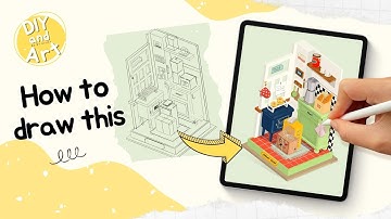 How I Draw ISOMETRIC Miniature ROOM in PROCREATE #2 Bread room by dt_artistprocreate painting